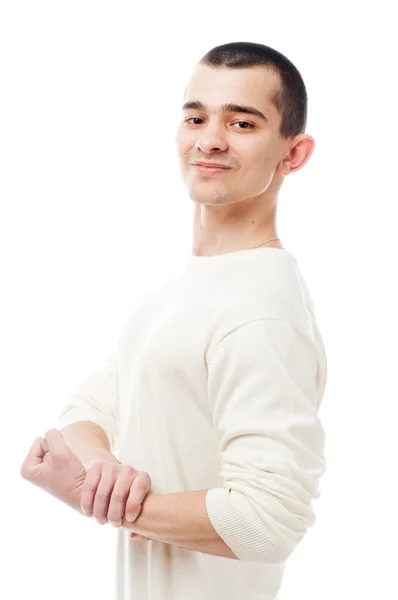 Mladý muž na bílém pozadí — Stock fotografie