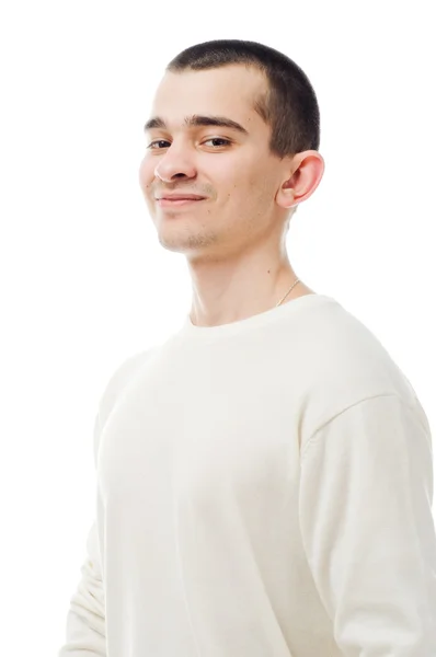 Молодой человек на белом фоне — стоковое фото