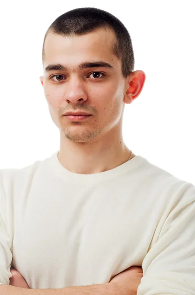 Молодой человек на белом фоне — стоковое фото