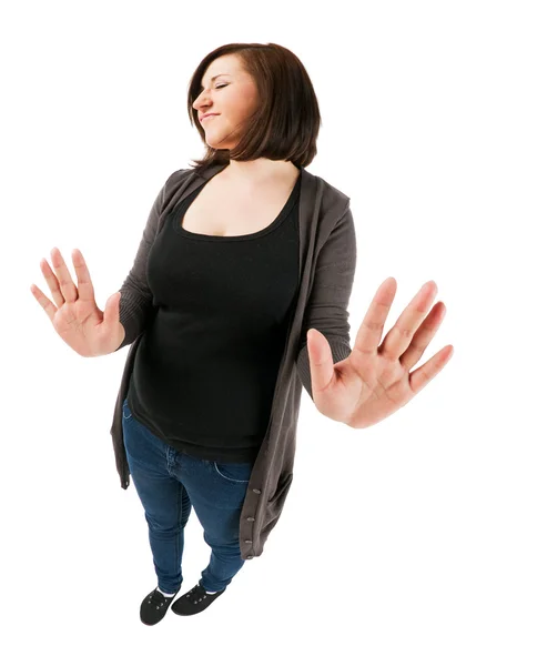 Cute teenage girl with stop gesture — Stock Photo, Image
