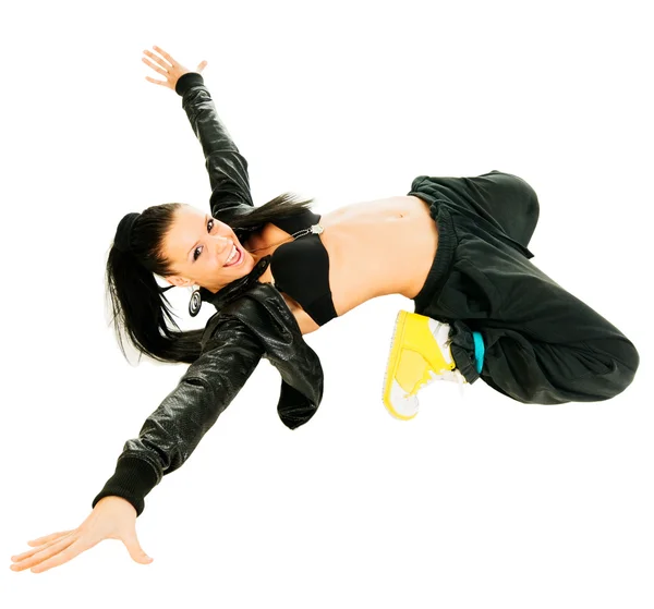 Active hip-hop dancer on white — Stock Photo, Image