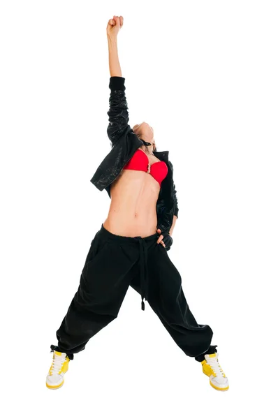 Bailarina de hip-hop activa en blanco —  Fotos de Stock
