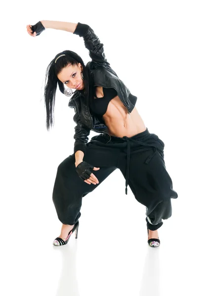 Активна хіп-хоп танцівниця на білому — стокове фото