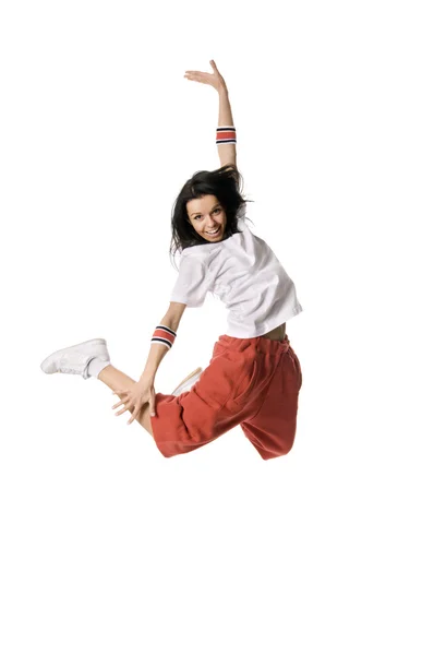Saltando breakdancer — Fotografia de Stock