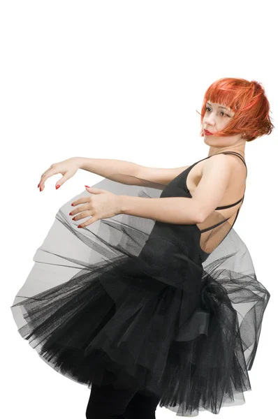 Bailarina vermelha usando tutu — Fotografia de Stock