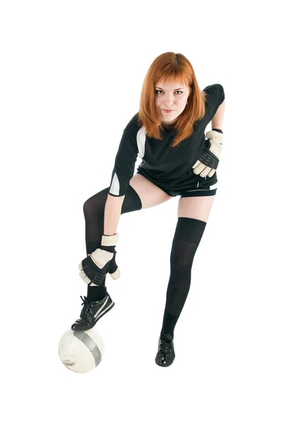 Futbol topu ile kıyafet giyen kız — Stok fotoğraf