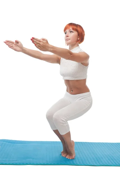 Red-haired yoga instructor — Stock Photo, Image
