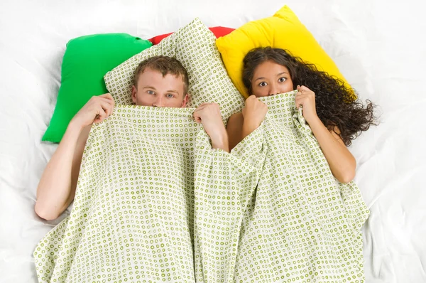 Couple trapped at the bedroom — Stock Photo, Image