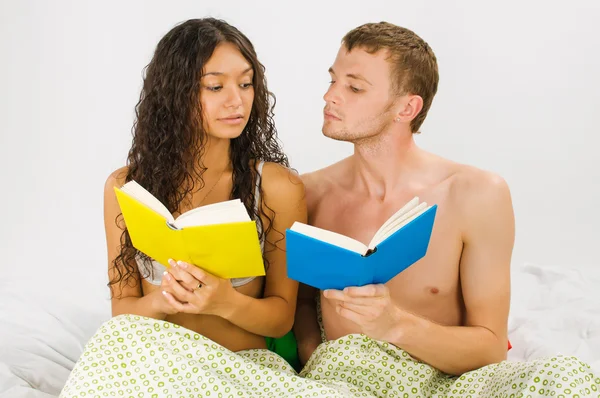 Couple leisure at the bedroom — Stock Photo, Image