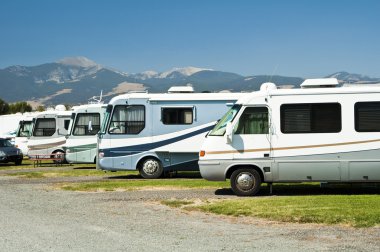 RVs in a campground clipart