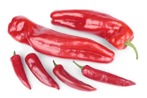 Sweet red peppers over white — Stock Photo, Image