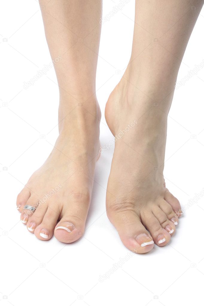 Woman feet isolated over white