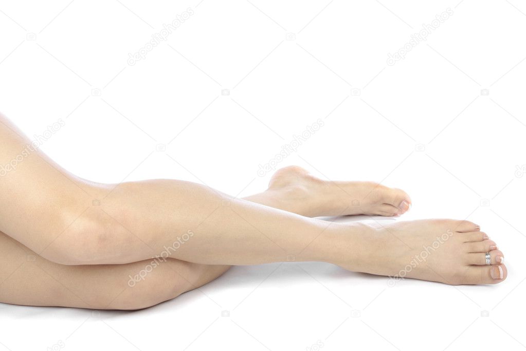 Woman legs and feet isolated over white
