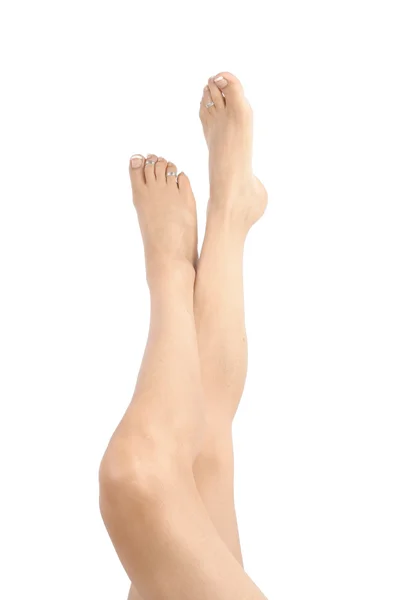 Womans lábak felett fehér — Stock Fotó