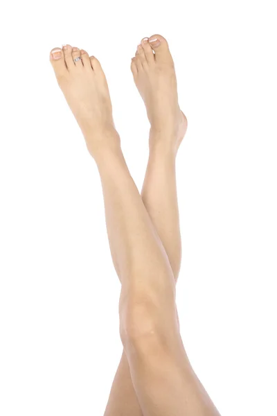 De benen van de vrouw over Wit — Stockfoto