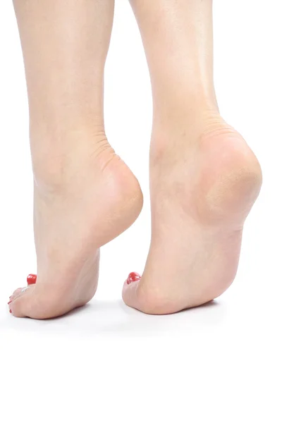 Dames voeten over Wit — Stockfoto