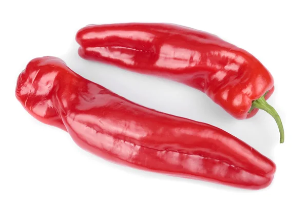 Sweet red peppers and chillies selection over white — Stock Photo, Image