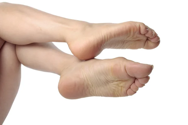 Πόδια της γυναίκας, πάνω από το λευκό — Φωτογραφία Αρχείου