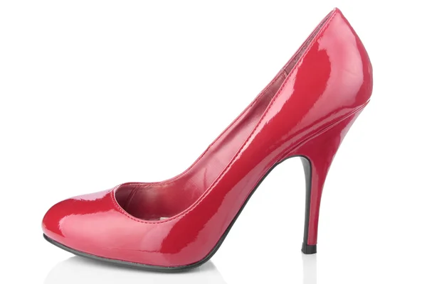 Vörös nő cipők felett fehér — Stock Fotó