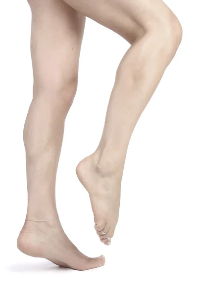 Nogi kobieta na białym tle nad białym — Zdjęcie stockowe