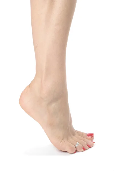 Жінка ноги ізольовані на білому тлі — стокове фото