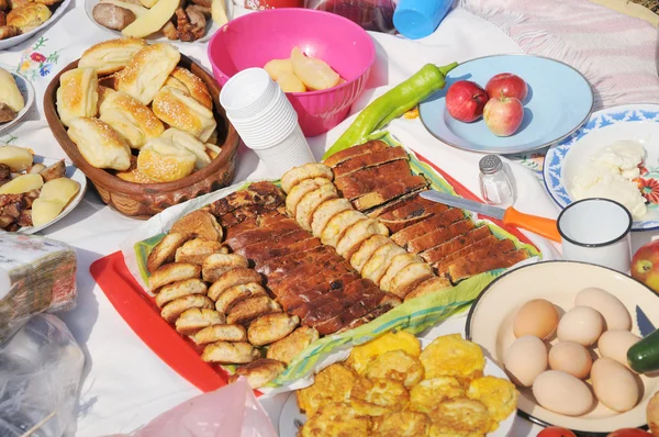 stock image Arranged meals and cakes