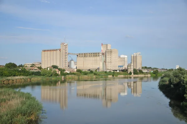 stock image Industrial center on the water