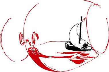 Sailing vessel in a glass clipart