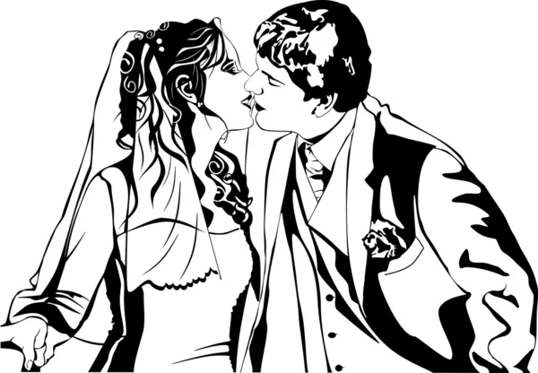 Свадебный поцелуй — стоковый вектор