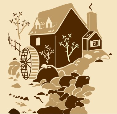 Water-mill clipart