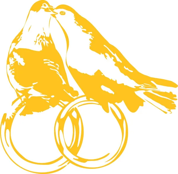 Pigeons sur les alliances — Image vectorielle