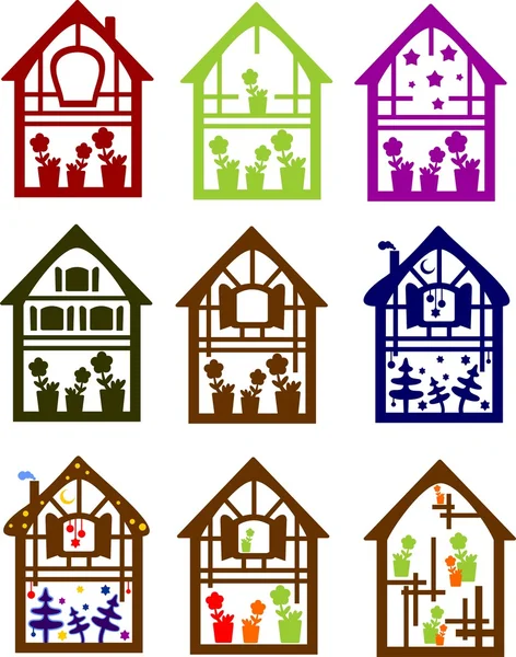 Készlet színes kis házak — Stock Vector