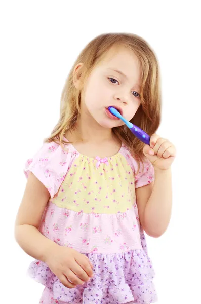 Kind borstelen tanden — Stockfoto