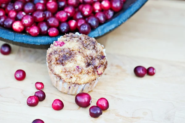 Cranberry muffins med färska tranbär — Stockfoto