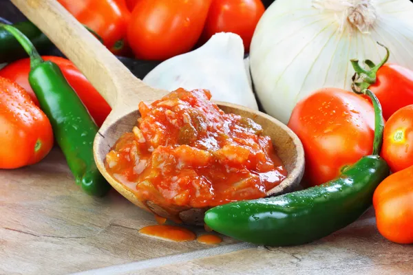 Salsa and Ingredients — Stock Photo, Image