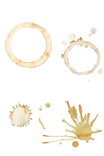 Καφέ splatters και Κυπέλλου δαχτυλίδια — Φωτογραφία Αρχείου