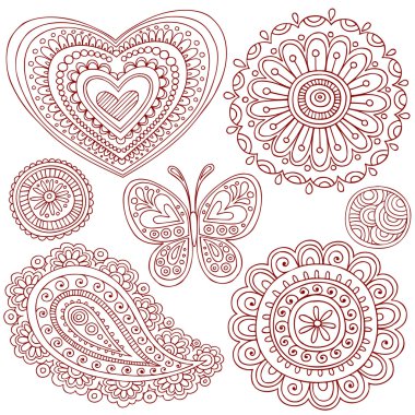 Henna Mehndi Paisley Doodle Vector Design Elements clipart