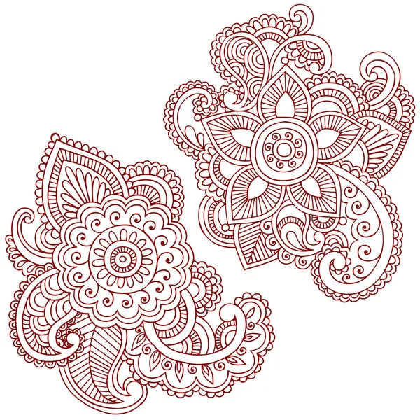 Henna Mehndi Pasiley Mandala Flor Doodles Vetor —  Vetores de Stock