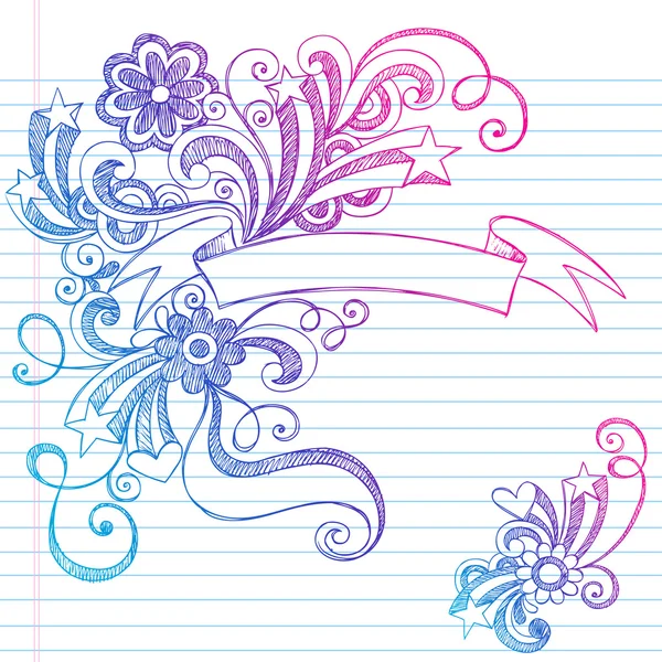 Banner Scroll Sketchy Doodles Design de ilustração vetorial — Vetor de Stock