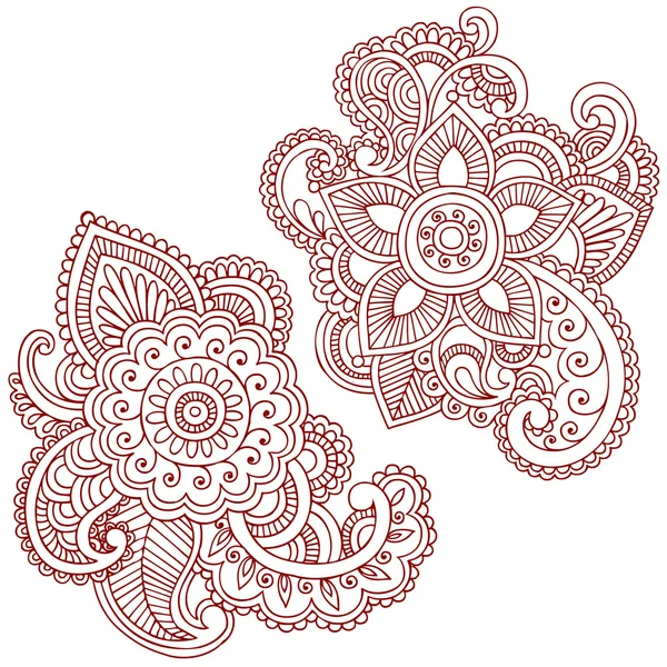 Henna Mehndi Pasiley Mandala Flor Doodles Vetor Gráficos De Vetores