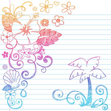 Sketchy Tropical Summer Vacation Notebook Doodles clipart