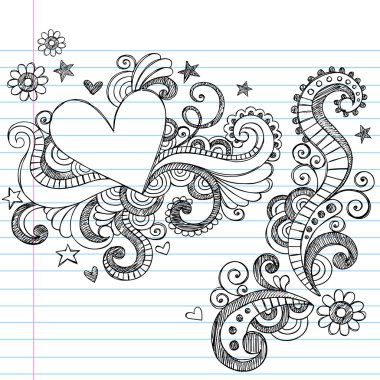 Sketchy Love Heart Notebook Doodles clipart