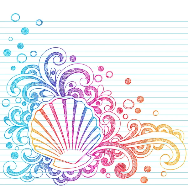 Seashell tourbillonne carnet Croquis Doodle — Image vectorielle