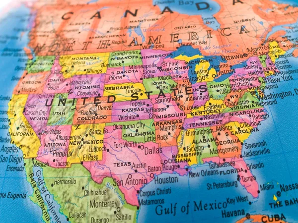Global bestudeert een kleurrijke close-up van Verenigde stat — Stockfoto