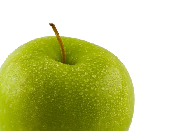 En enda grönt äpple närbild — Stockfoto