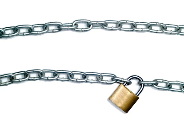 Lock and steal chain isolated over white. — Stock Photo, Image