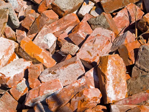 Pile of demolished brick wall and concrete — Stock Photo, Image