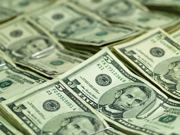 Bundles of U.S. Five Dollar Bills — Stock Photo, Image