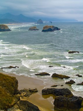 Oregon kıyılarında ecola Devlet Parkı