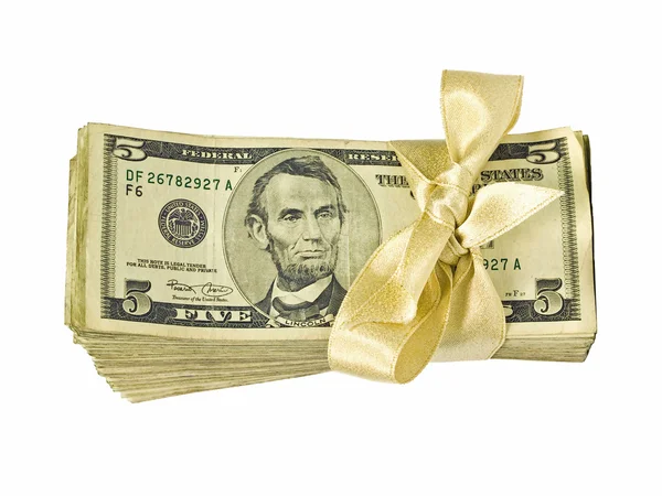 Money Bundle in a Black Ribbon $1 Bills — Stock Photo, Image